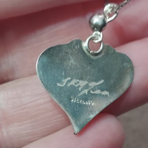 Sterling Lapis & gold leaf signed JKM Lea. - Picture 2 of 7